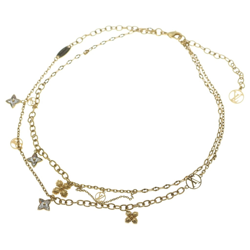 LOUIS VUITTON(ルイヴィトン) モノグラム コリエ ブルーミング ストラス ネックレス ペンダント チェーン ゴールド GP M68374 レディース