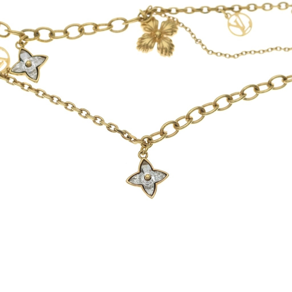 LOUIS VUITTON(ルイヴィトン) モノグラム コリエ ブルーミング ストラス ネックレス ペンダント チェーン ゴールド GP M68374 レディース