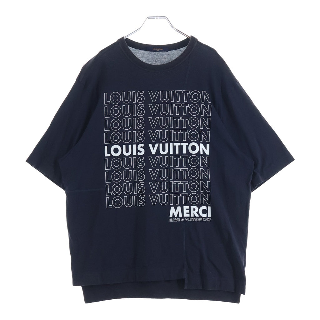 LOUIS VUITTON(ルイヴィトン) 18AW ロゴプリント パッチワーク 半袖Tシャツ カットソー ネイビー RM182M FMB HFY06W