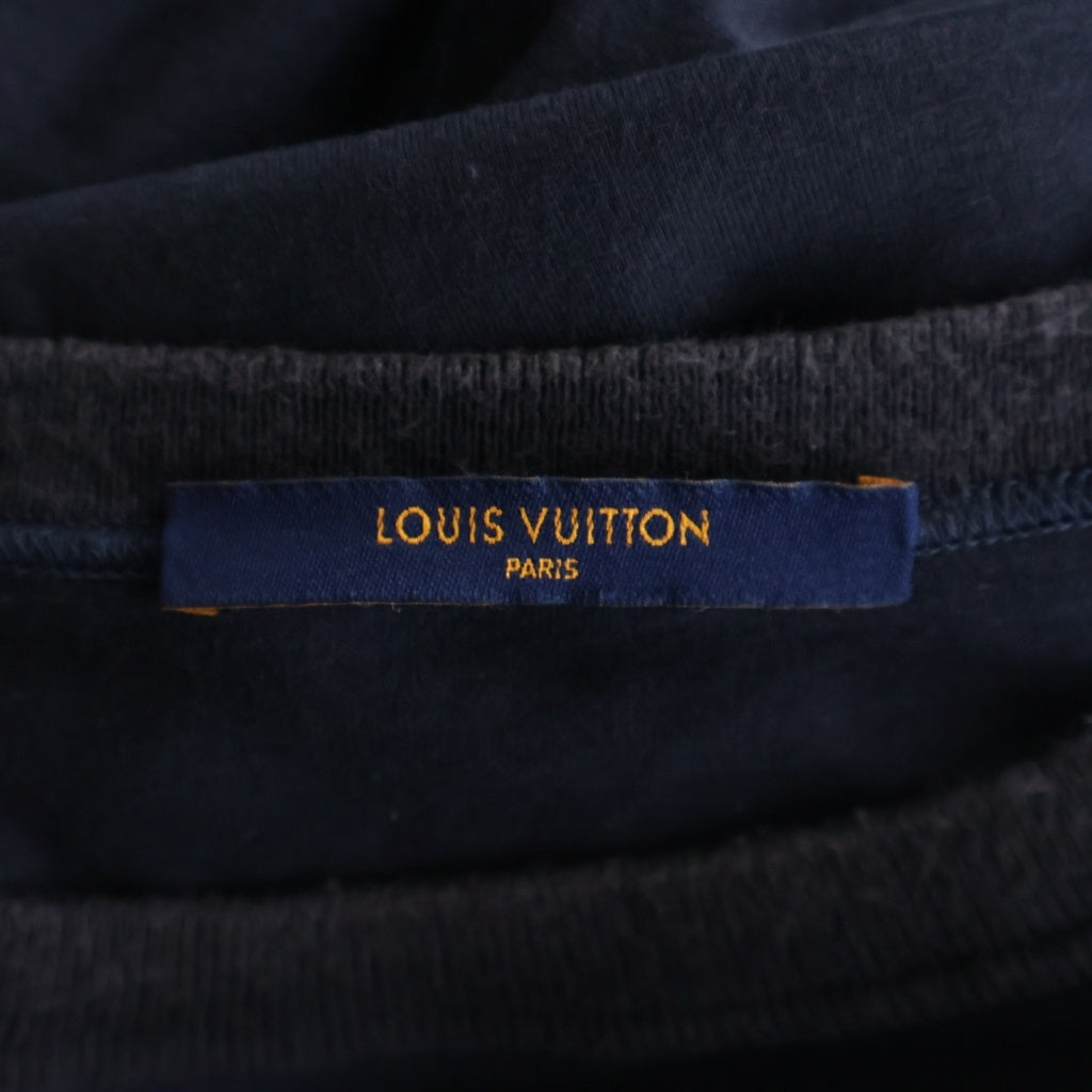 LOUIS VUITTON(ルイヴィトン) 18AW ロゴプリント パッチワーク 半袖Tシャツ カットソー ネイビー RM182M FMB HFY06W