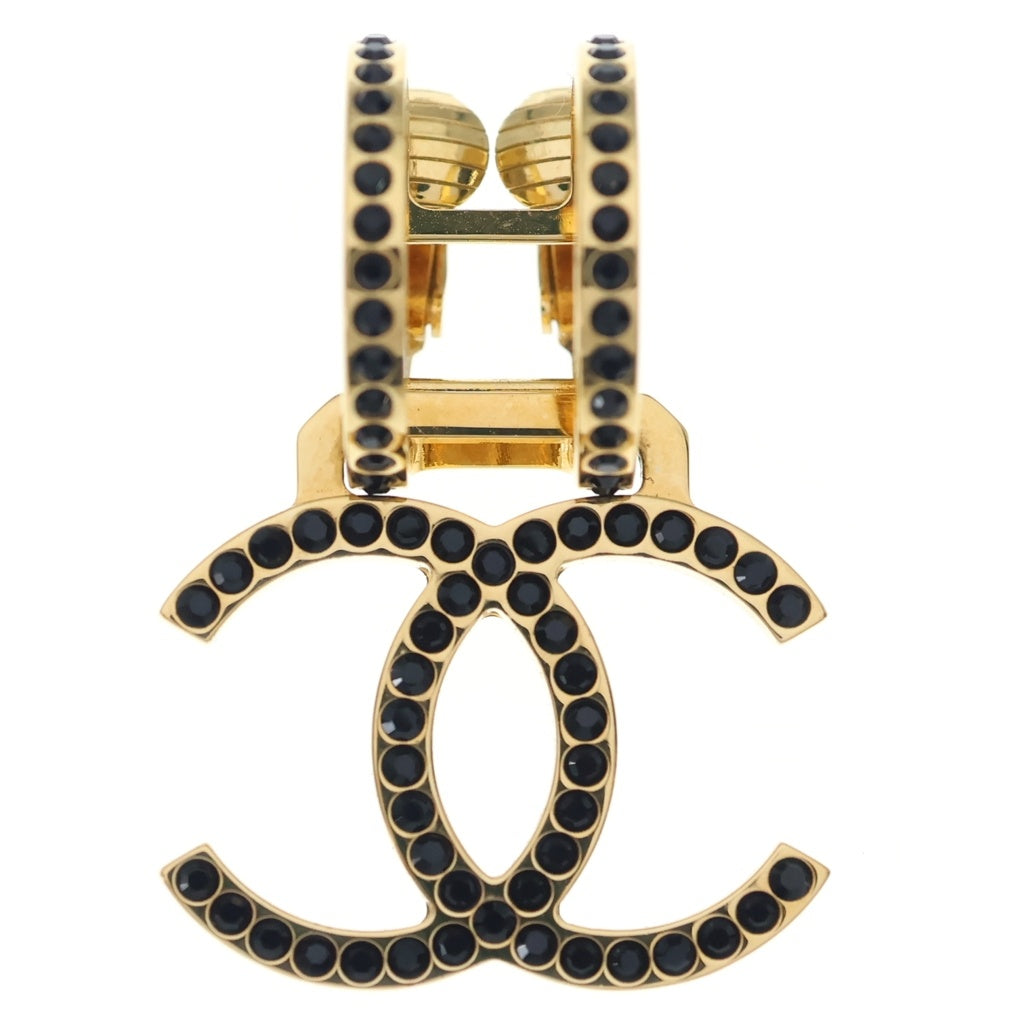 CHANEL(シャネル) ココマーク ラインストーン イヤリング ゴールド×ブラック GP レディース