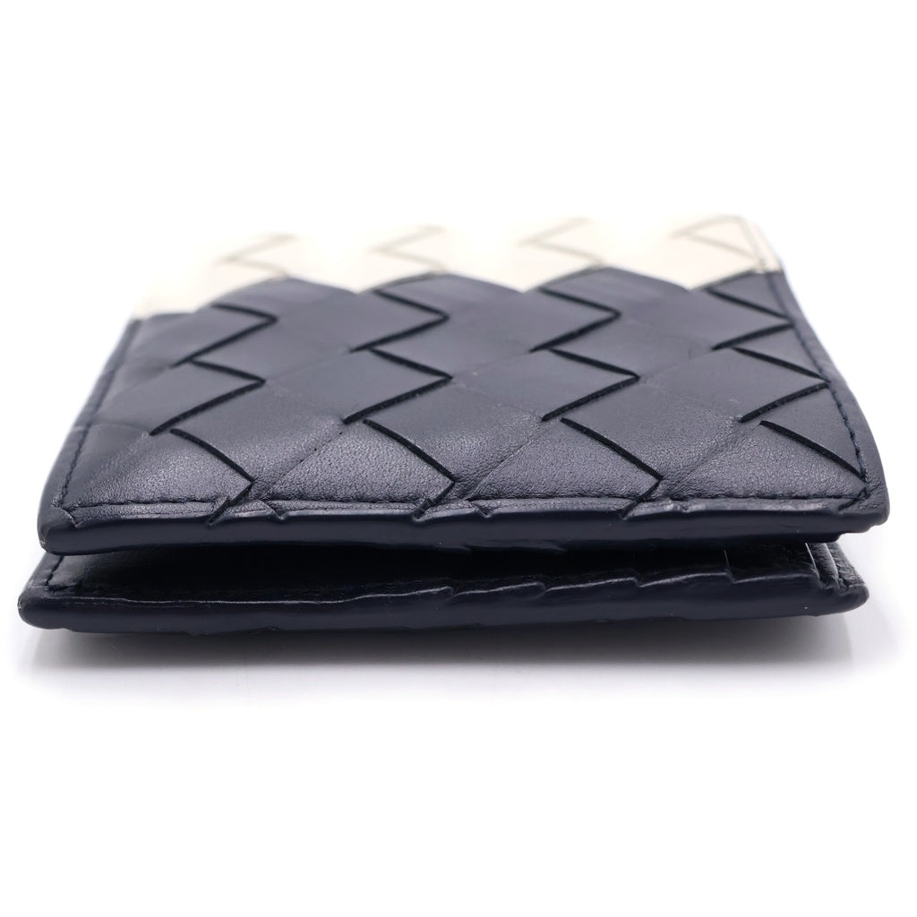 BOTTEGA VENETA(ボッテガヴェネタ) イントレチャート バイカラー 二つ折り財布 ウォレット レザー ブラック/ホワイト レディース