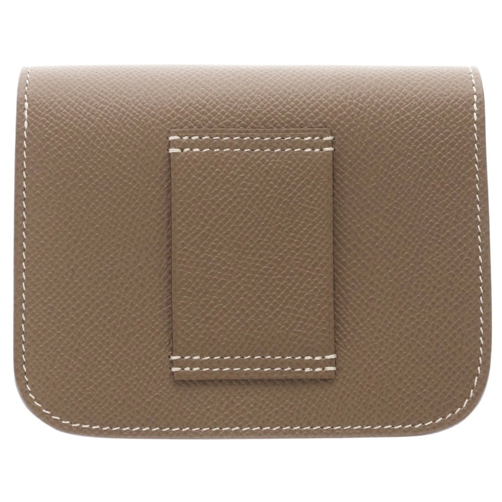 HERMES(エルメス) コンスタンス スリム ウォレット 二つ折り財布 エトゥープ エプソン Hロゴ Y刻印 シルバー金具 ブラウン レディース