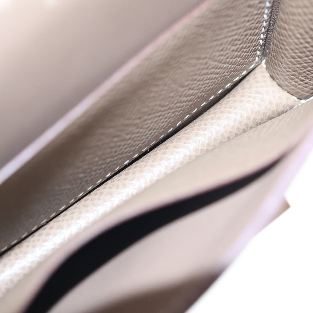 HERMES(エルメス) コンスタンス スリム ウォレット 二つ折り財布 エトゥープ エプソン Hロゴ Y刻印 シルバー金具 ブラウン レディース