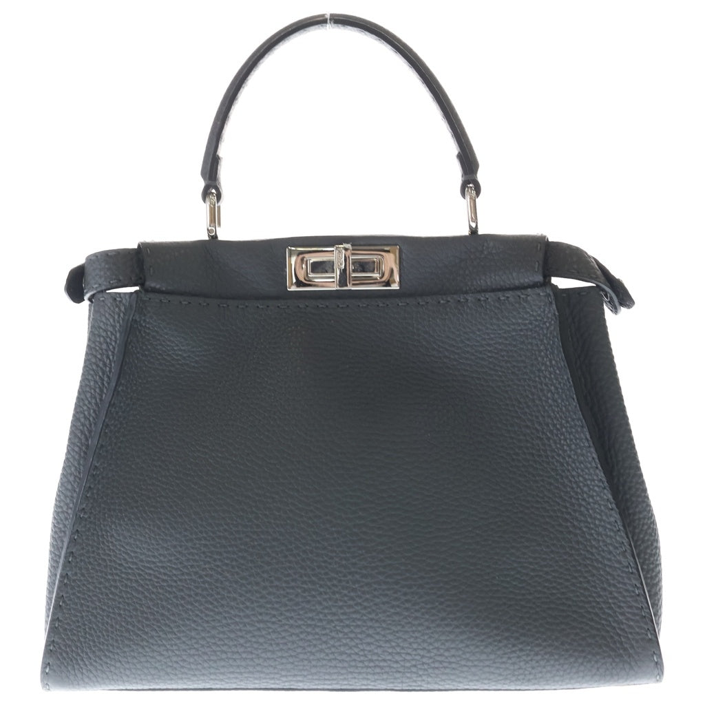 FENDI(フェンディ) ピーカブー セレリア ミディアム レザー 2WAY ハンド ショルダー バッグ シルバー金具 グレー 8BN226 レディース