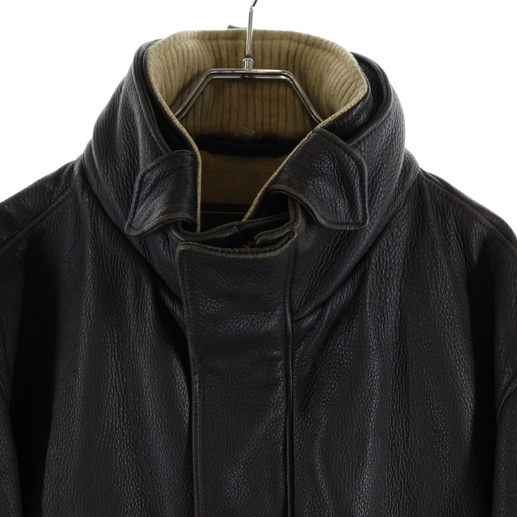 Loro Piana(ロロピアーナ) Deerskin Leather Jacket 鹿革 レザージャケット ジップアップ riri 裏地カシミヤ イタリア製 ブラウン