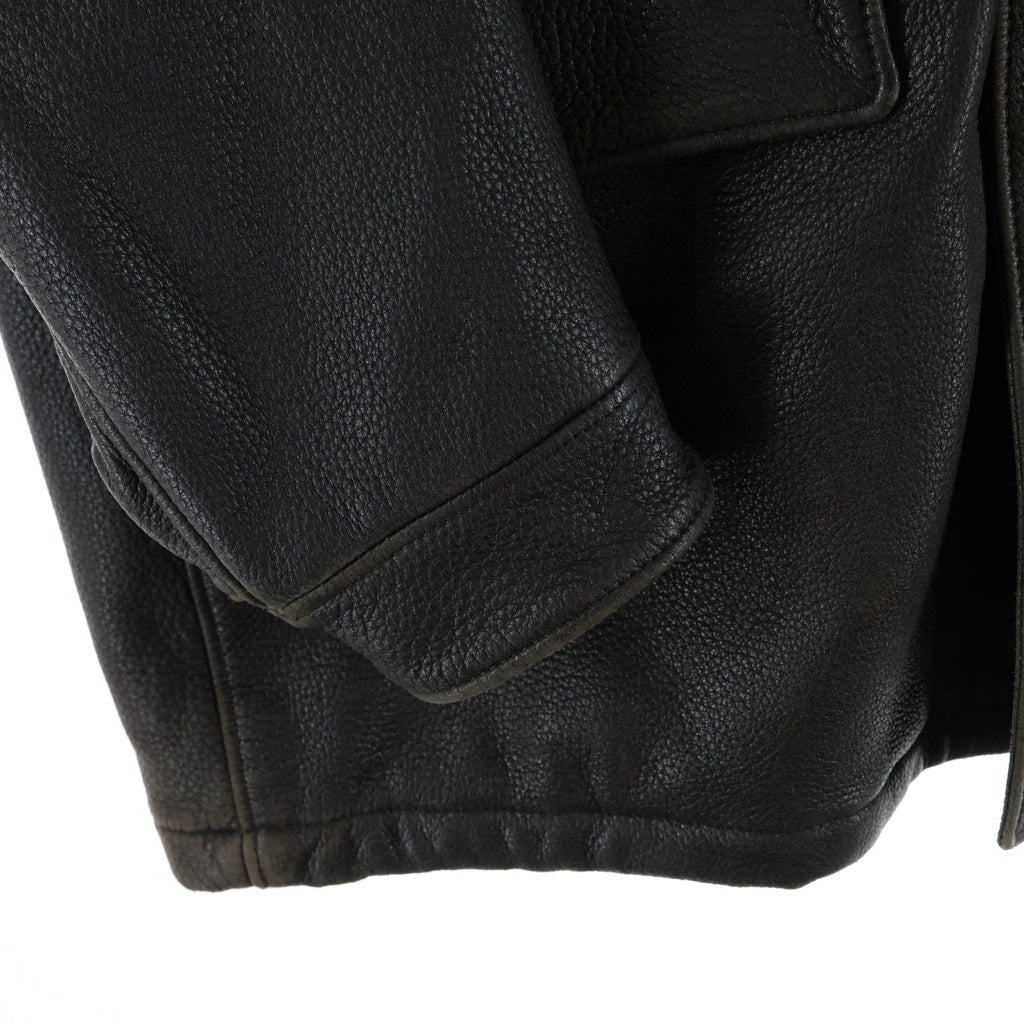 Loro Piana(ロロピアーナ) Deerskin Leather Jacket 鹿革 レザージャケット ジップアップ riri 裏地カシミヤ イタリア製 ブラウン