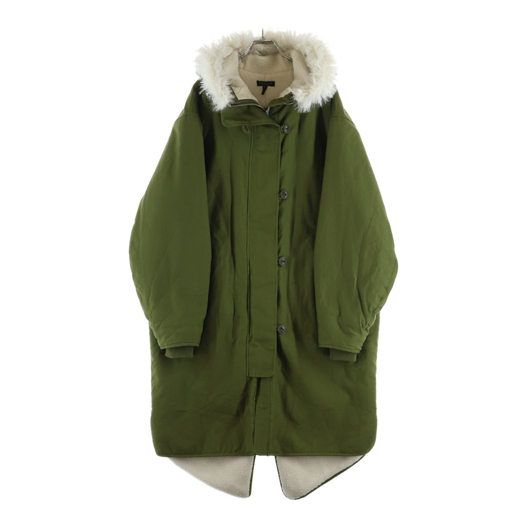 rag & bone(ラグアンドボーン) コットン ファー付き モッズコート ジップアップ グリーン WAW22F2016FG16 レディース