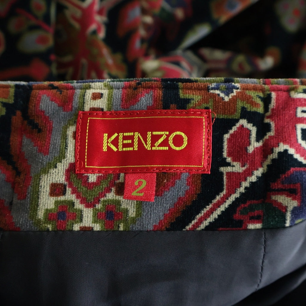KENZO(ケンゾー) 80s OLD 総柄 ベロアロングスカート エルカ期 赤タグ オールド ブラック/レッド 3042323 レディース