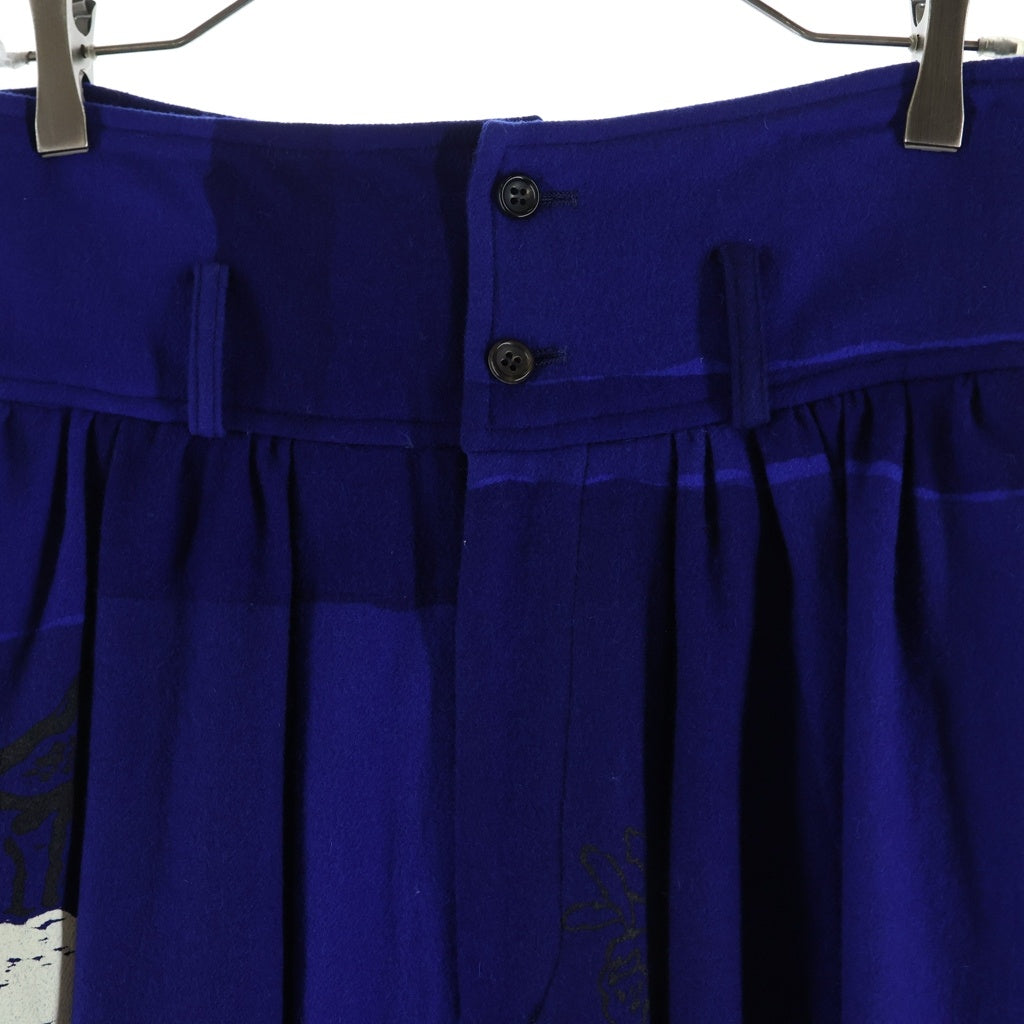 COMME des GARCONS(コムデギャルソン) 89AW アートプリント ウールロングスカート 刺しゅう プリント AD1989 ブルー GSー05064M レディース