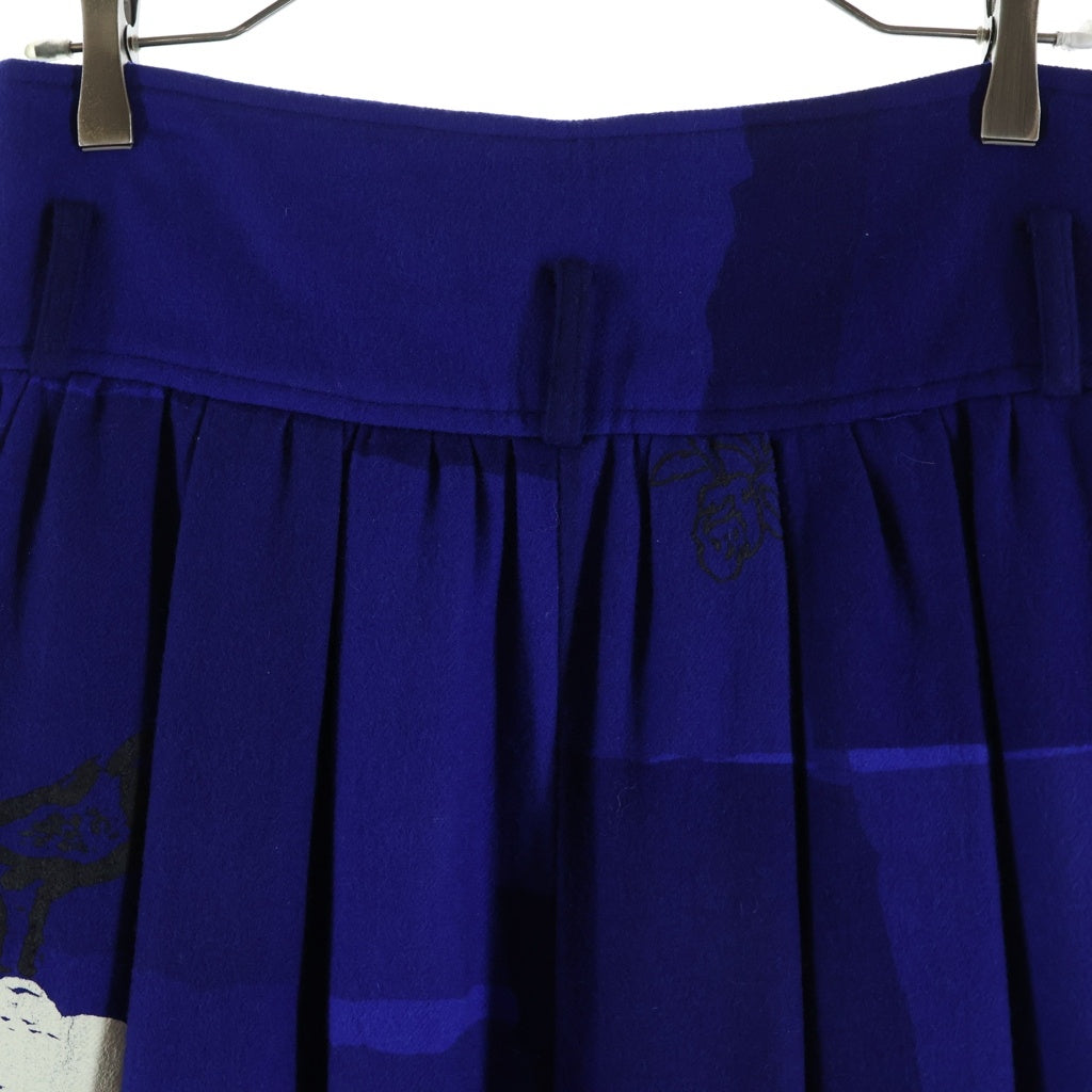 COMME des GARCONS(コムデギャルソン) 89AW アートプリント ウールロングスカート 刺しゅう プリント AD1989 ブルー GSー05064M レディース