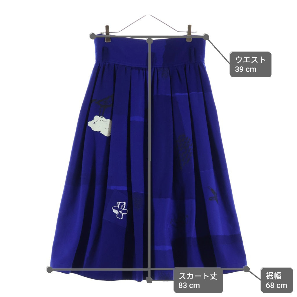 COMME des GARCONS(コムデギャルソン) 89AW アートプリント ウールロングスカート 刺しゅう プリント AD1989 ブルー GSー05064M レディース