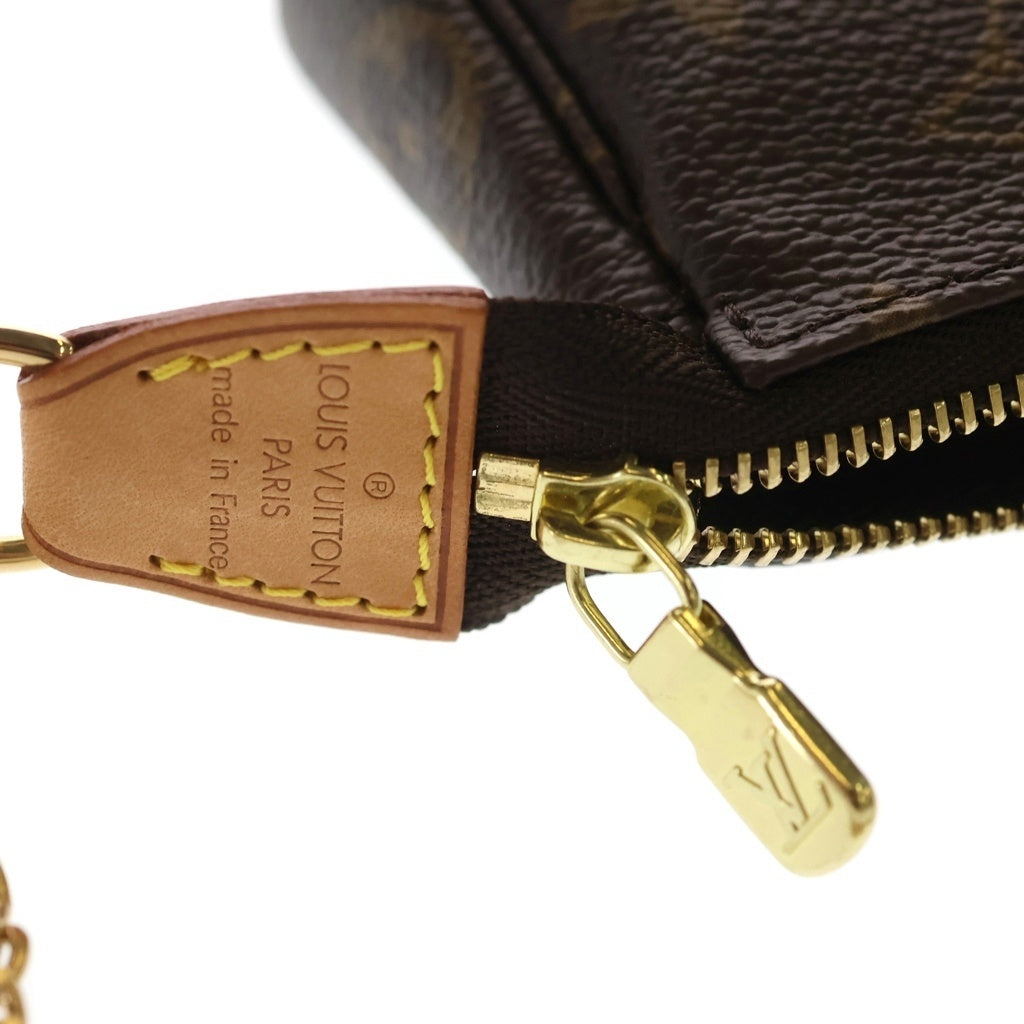 LOUIS VUITTON(ルイヴィトン) モノグラム ミニポシェットアクセソワール PVC レザー ポーチ チェーン M58009 ブラウン レディース