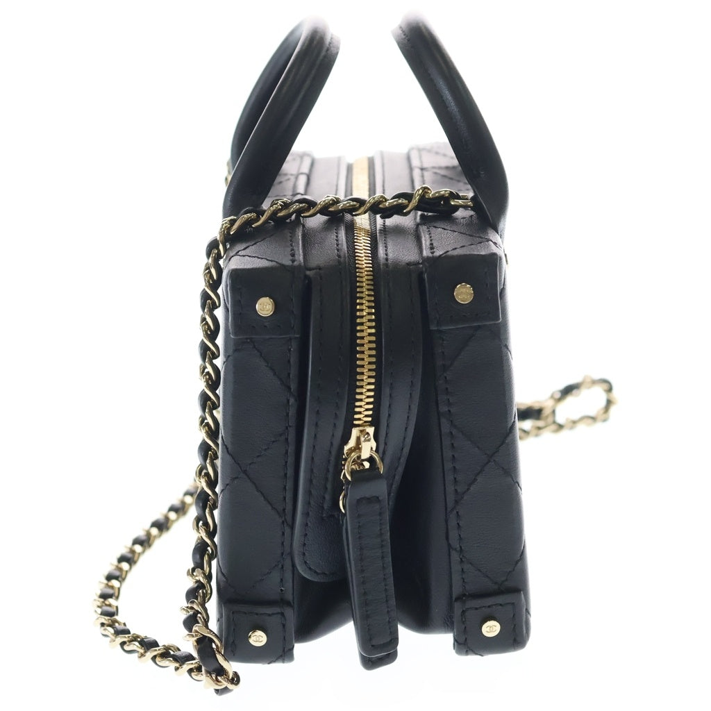 CHANEL(シャネル) マトラッセ スモールバニティ ココマーク ラムスキン ゴールド金具 2WAY チェーンショルダーバッグ ハンドバッグ AS3344 ブラック レディース