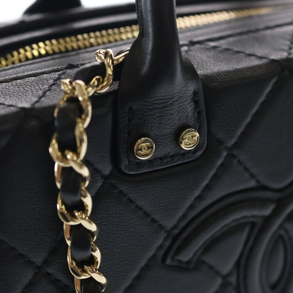 CHANEL(シャネル) マトラッセ スモールバニティ ココマーク ラムスキン ゴールド金具 2WAY チェーンショルダーバッグ ハンドバッグ AS3344 ブラック レディース