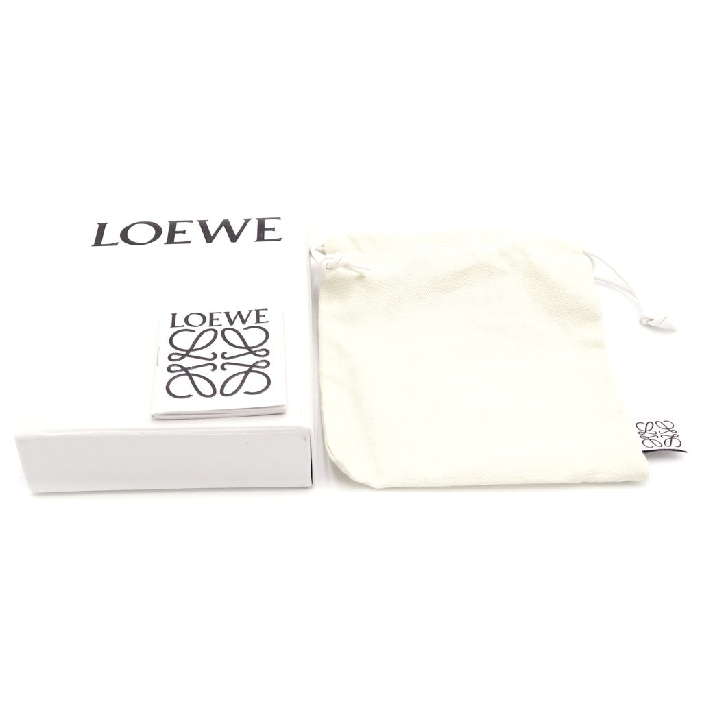 LOEWE(ロエベ) アナグラム トライフォールドウォレット コンパクトウォレット 二つ折り財布 ブラック レザー シルバー金具 レディース