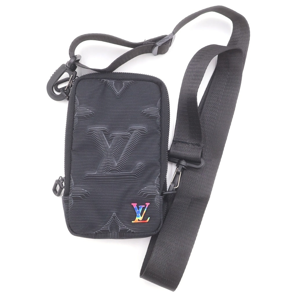 LOUIS VUITTON(ルイヴィトン) ダブルフォンポーチ 3Dモノグラム ナイロン ショルダーバッグ M80141 ブラック レディース