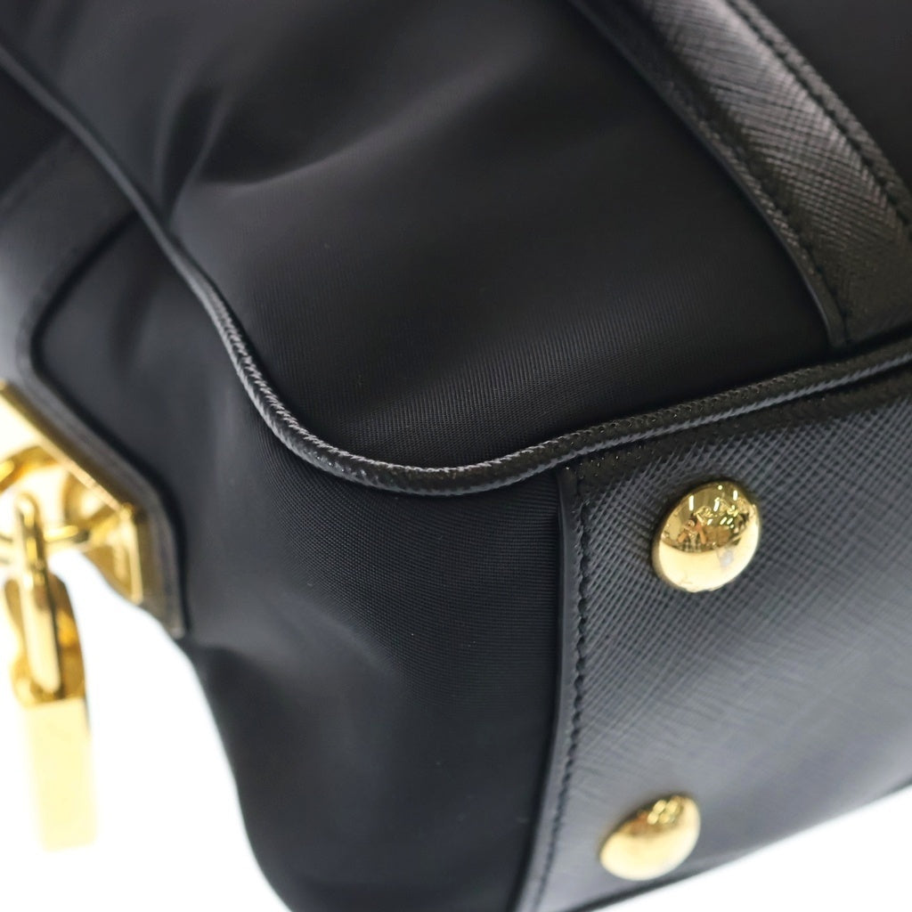 PRADA(プラダ) サフィアーノ テスート ナイロン×レザー 2WAY ハンドバッグ ショルダーバッグ 1BB088 ブラック レディース