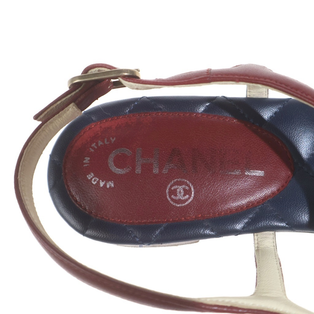 CHANEL(シャネル) ココマーク スターチャーム レザーサンダル ネイビー/レッド レディース