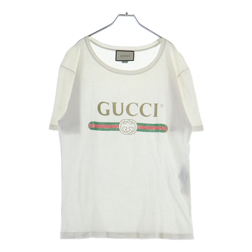 GUCCI(グッチ) ヴィンテージロゴプリント 半袖Tシャツ カットソー ホワイト 440103X3F05 レディース