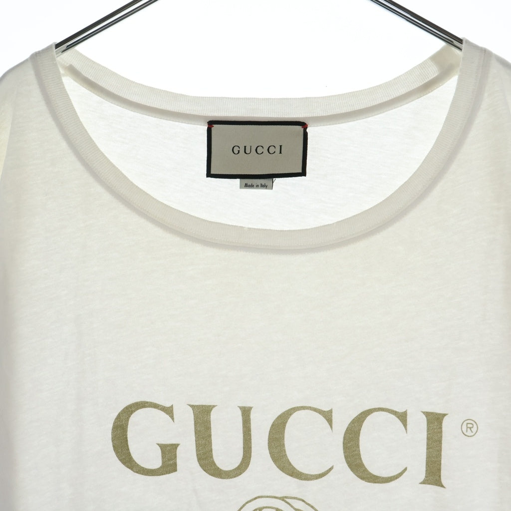 GUCCI(グッチ) ヴィンテージロゴプリント 半袖Tシャツ カットソー ホワイト 440103X3F05 レディース
