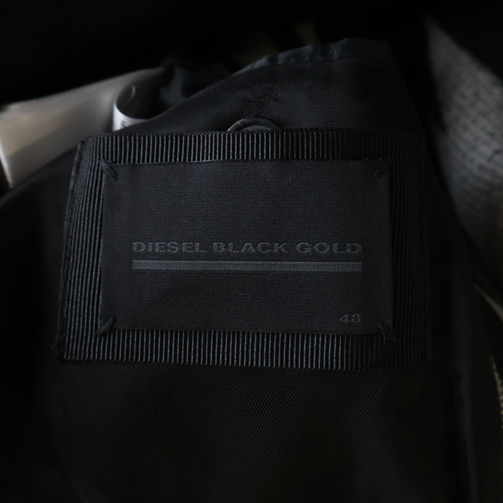 DIESEL BLACK GOLD(ディーゼルブラックゴールド) ネイティブ柄チェスターコート ダブルブレスト アクリル ウール ブラック/ホワイト