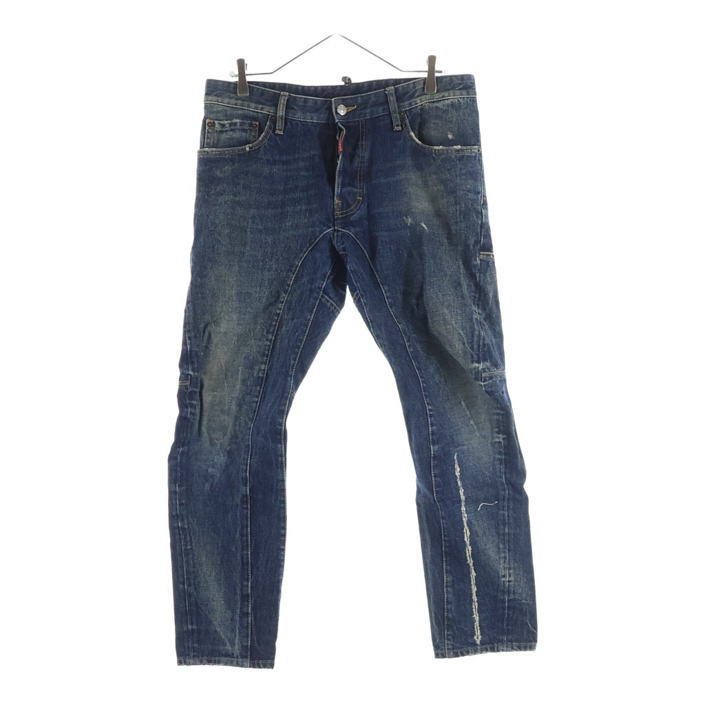 DSQUARED2(ディースクエアード) 12AW ダメージ加工 デニムパンツ ジーンズ ボタンフライ ブルー インディゴ P71LA0574