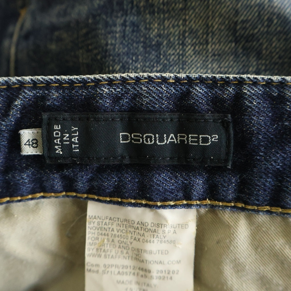 DSQUARED2(ディースクエアード) 12AW ダメージ加工 デニムパンツ ジーンズ ボタンフライ ブルー インディゴ P71LA0574