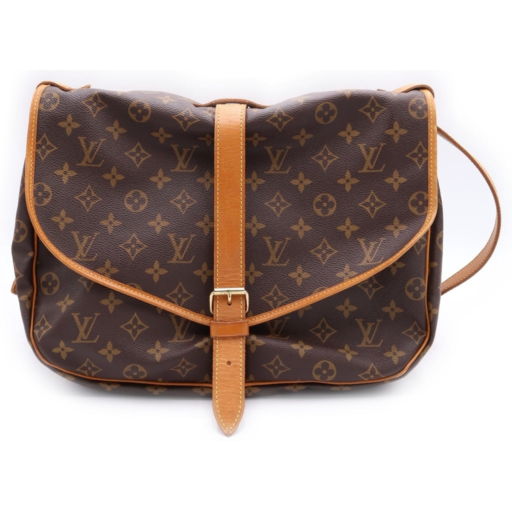 LOUIS VUITTON(ルイヴィトン) モノグラム ソミュール35 ショルダーバッグ ブラウン レザー×PVC M42254 ゴールド金具