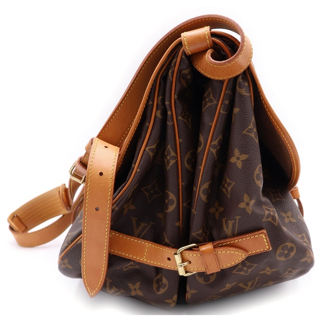 LOUIS VUITTON ルイヴィトン モノグラム ソミュール35 ショルダーバッグ ブラウン レザー×PVC M42254 ゴールド金具 LOUIS VUITTON(ルイヴィトン) モノグラム ソミュール35 ショルダー