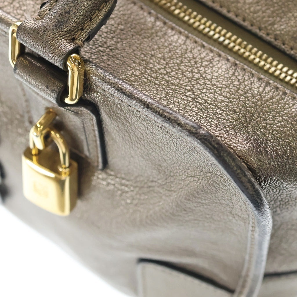 LOEWE(ロエベ) アマソナ28 アナグラムロゴ レザー ハンドバッグ ゴールド レディース