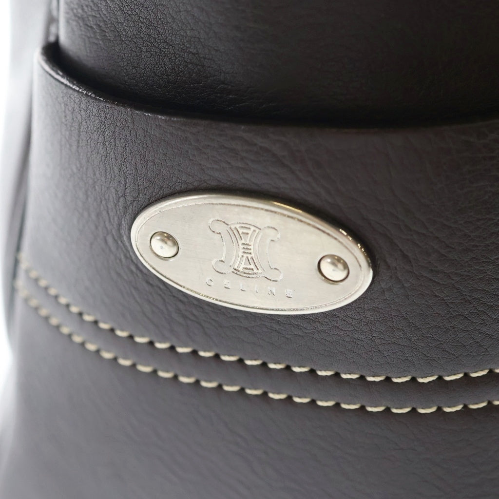 CELINE(セリーヌ) ブギーバッグ ハンドバッグ ブラウン レザー シルバー金具 レディース