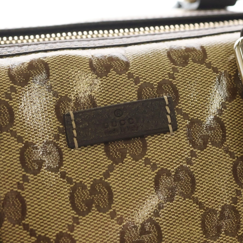 GUCCI(グッチ) ボストンバッグ ハンドバッグ ブラウン×ベージュ PVC×レザー 265697 ゴールド金具 レディース