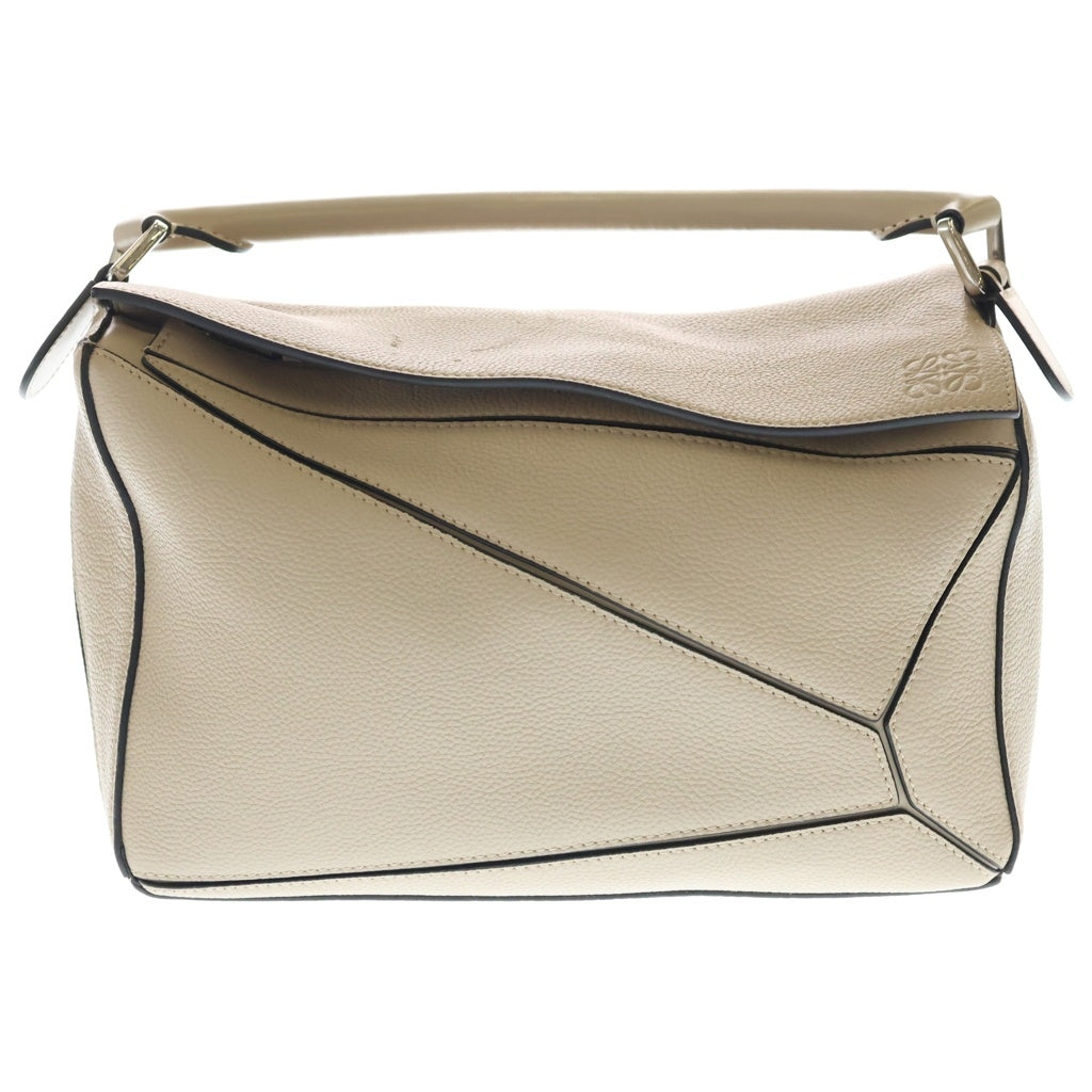 LOEWE(ロエベ) パズルバッグ ミディアム レザー 2WAY ハンド ショルダーバッグ シルバー金具 ベージュ レディース