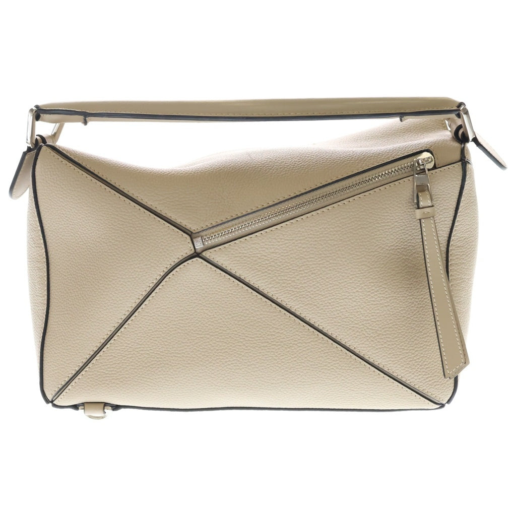 LOEWE(ロエベ) パズルバッグ ミディアム レザー 2WAY ハンド ショルダーバッグ シルバー金具 ベージュ レディース