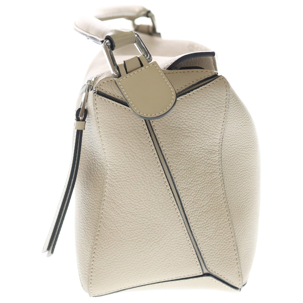 LOEWE(ロエベ) パズルバッグ ミディアム レザー 2WAY ハンド ショルダーバッグ シルバー金具 ベージュ レディース