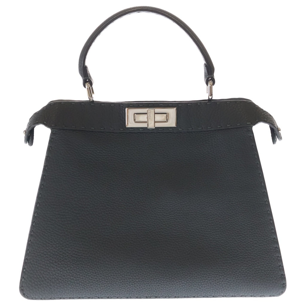 FENDI(フェンディ) ピーカブー アイシーユー ミディアム レザー 2WAY ハンド ショルダーバッグ シルバー金具 グレー 8BN321 レディース