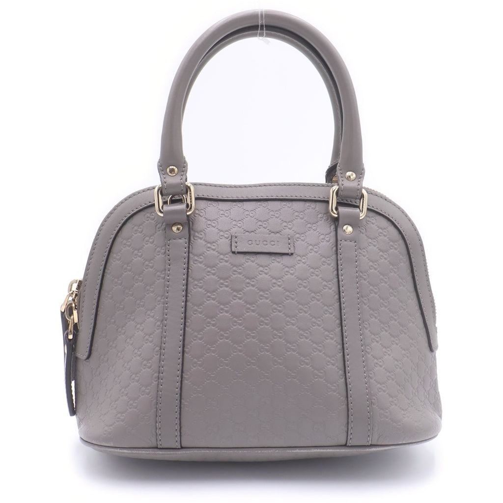 GUCCI(グッチ) マイクログッチシマ レザー 2WAY ハンド ショルダーバッグ ゴールド金具 グレー 449654 レディース