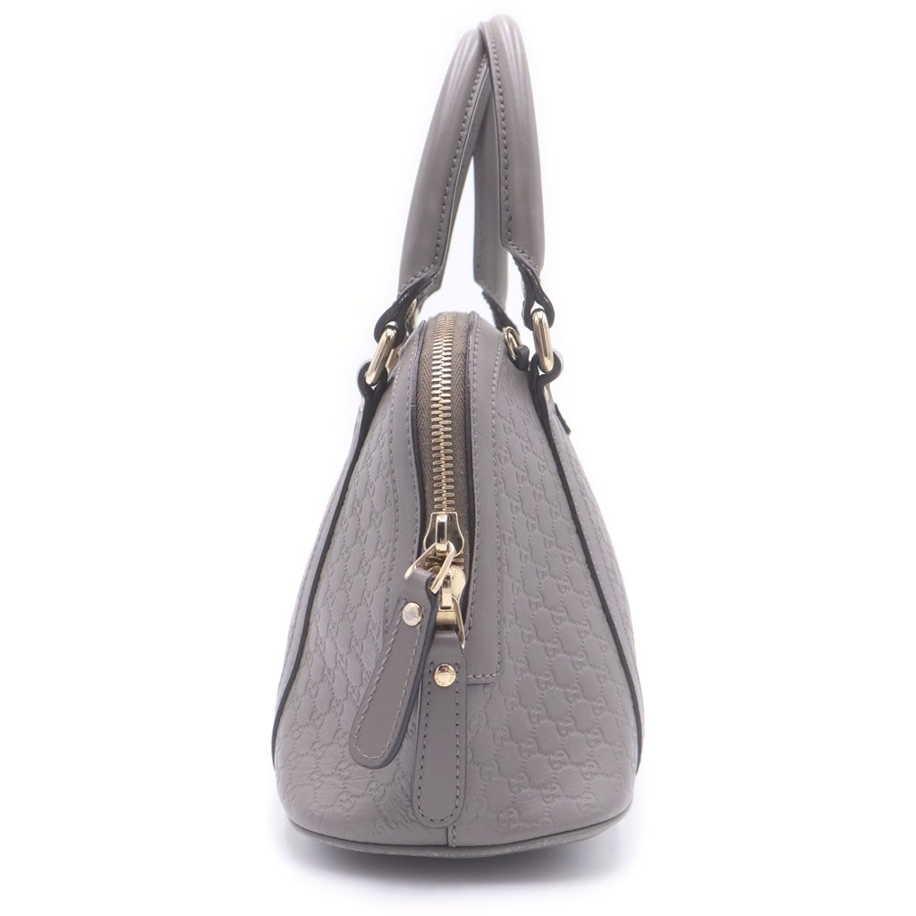 GUCCI(グッチ) マイクログッチシマ レザー 2WAY ハンド ショルダーバッグ ゴールド金具 グレー 449654 レディース
