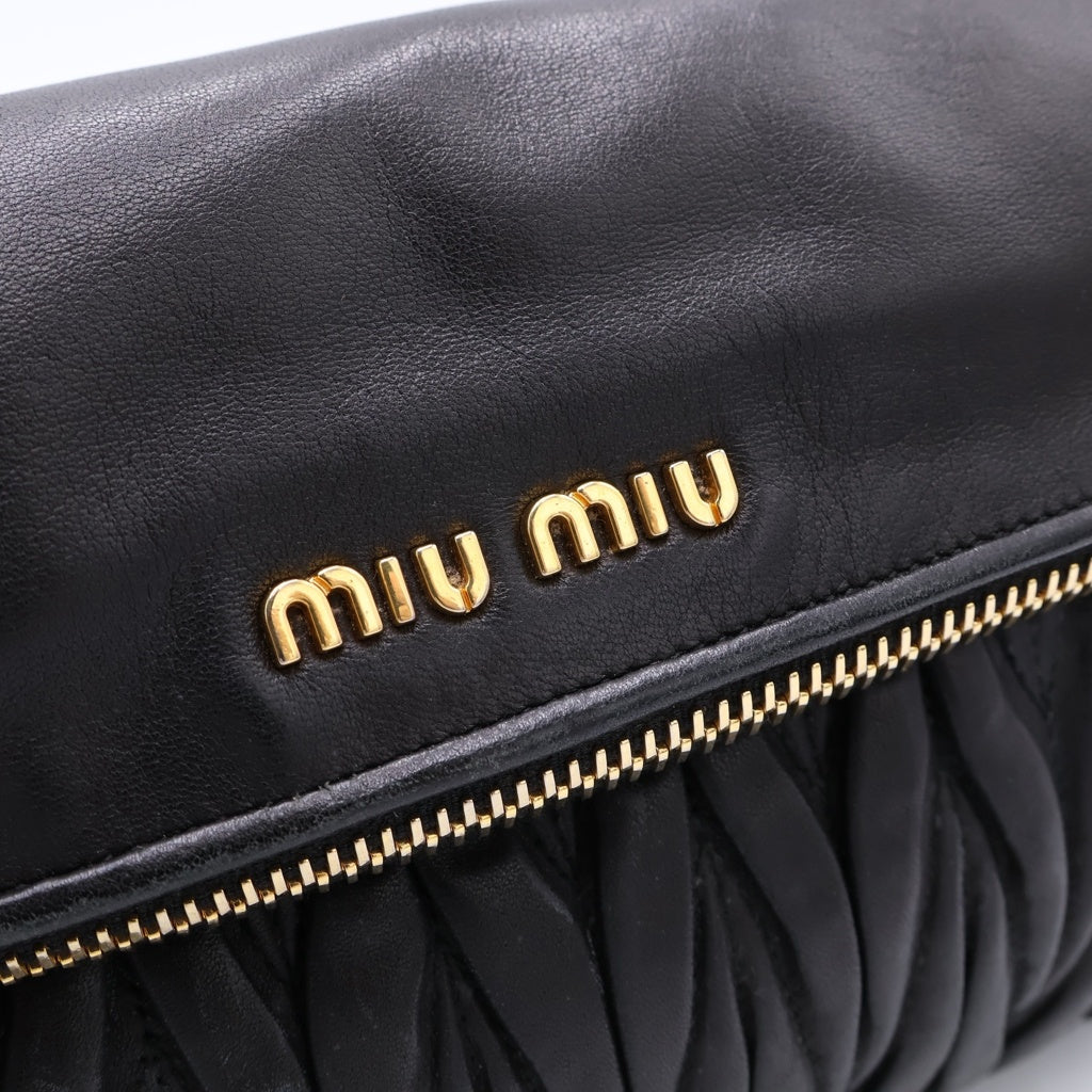 miumiu(ミュウミュウ) マテラッセ 2WAYバッグ ショルダーバッグ ブラック レザー ゴールド金具 レディース