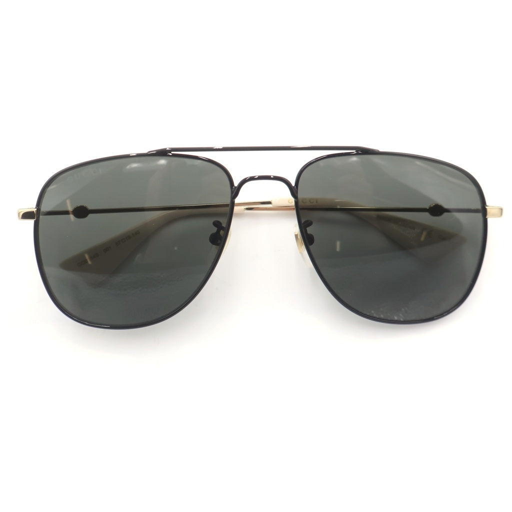 GUCCI(グッチ) ティアドロップフレーム ツーブリッジ アビエイター サングラス メガネ 眼鏡 アイウェア ブラック/アイボリー GG0514S
