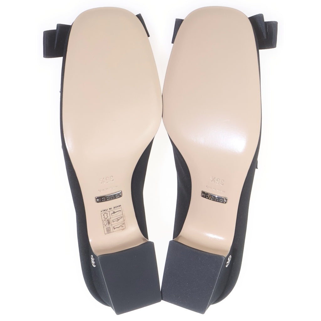 GUCCI(グッチ) リボン クリスタル ヒールパンプス ブラック #35 1/2 レディース