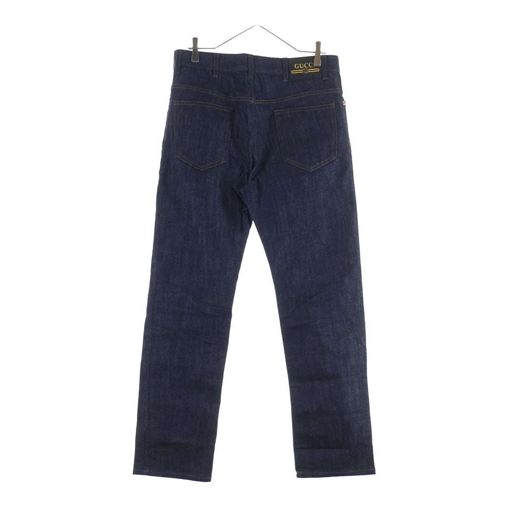 GUCCI(グッチ) レザーパッチ デニム パンツ ジーンズ インディゴ 623953