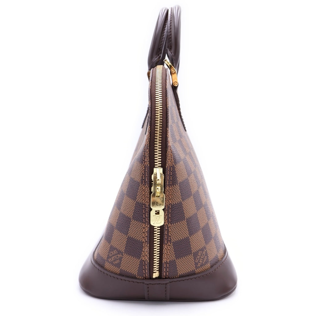 LOUIS VUITTON(ルイヴィトン) ダミエ アルマPM ハンドバッグ ブラウン レザー×PVC N51131 ゴールド金具 レディース
