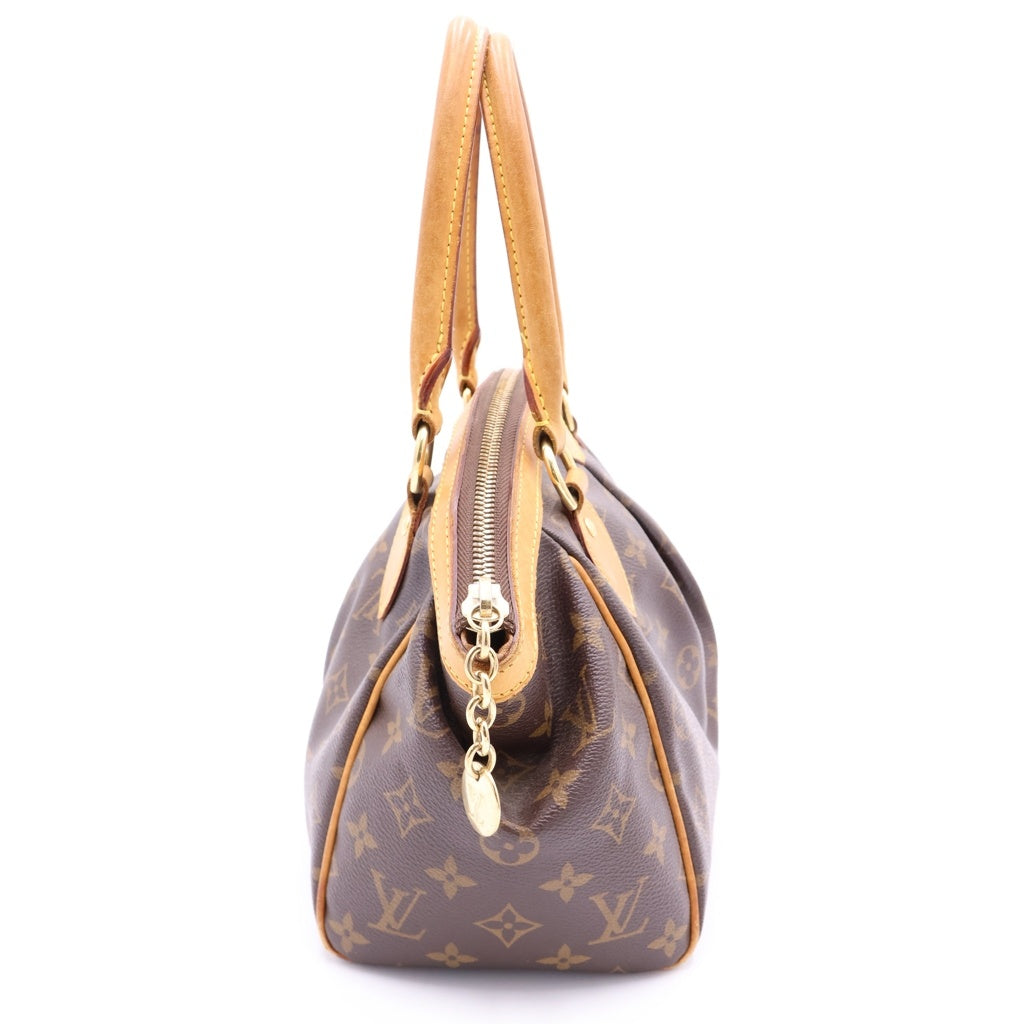LOUIS VUITTON(ルイヴィトン) モノグラム ティヴォリPM ハンドバッグ ブラウン レザー×PVC M40143 ゴールド金具 レディース