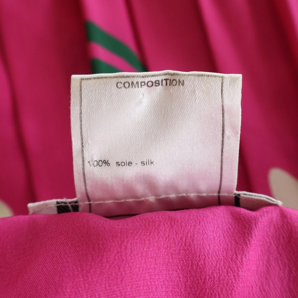 CHANEL(シャネル) 00T グラフィックプリント キルティング プリーツ ミディアム 半袖 ワンピース ピンク レディース P15568