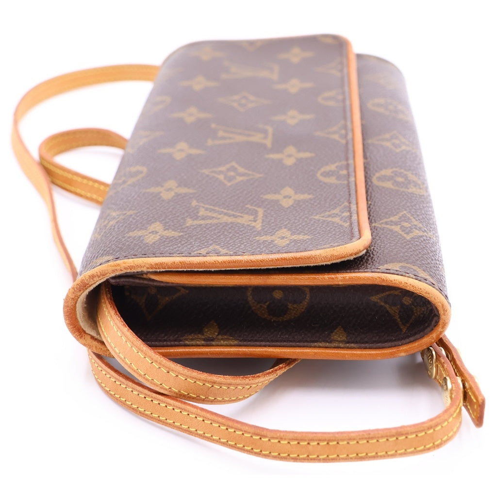 LOUIS VUITTON(ルイヴィトン) モノグラム ポシェットツイン ショルダーバッグ ミニバッグ ブラウン レザー×PVC M51852 レディース