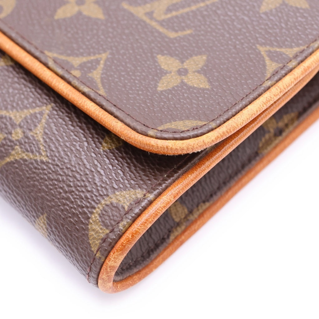 LOUIS VUITTON(ルイヴィトン) モノグラム ポシェットツイン ショルダーバッグ ミニバッグ ブラウン レザー×PVC M51852 レディース