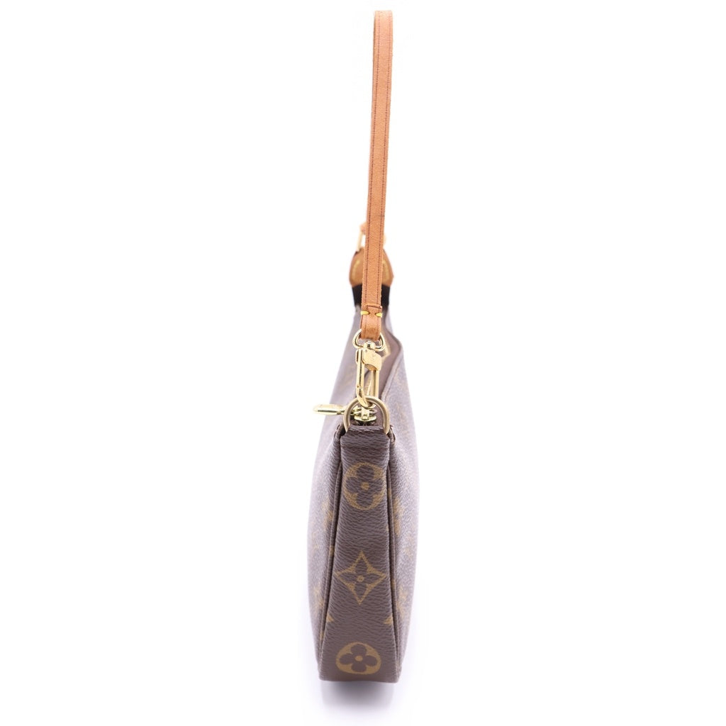 LOUIS VUITTON(ルイヴィトン) モノグラム ポシェットアクセソワール ハンドバッグ ケース ブラウン レザー×PVC M51980 ゴールド金具 レディース