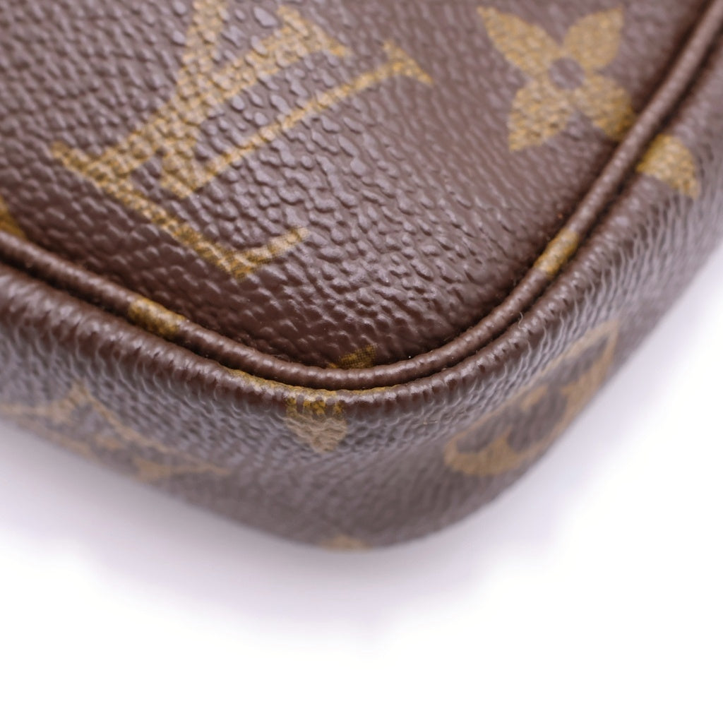 LOUIS VUITTON(ルイヴィトン) モノグラム ポシェットアクセソワール ハンドバッグ ケース ブラウン レザー×PVC M51980 ゴールド金具 レディース